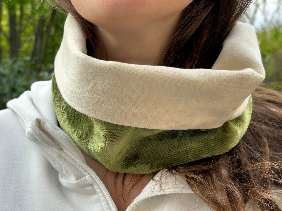Snood - tour de cou en velours vert olive - chaud