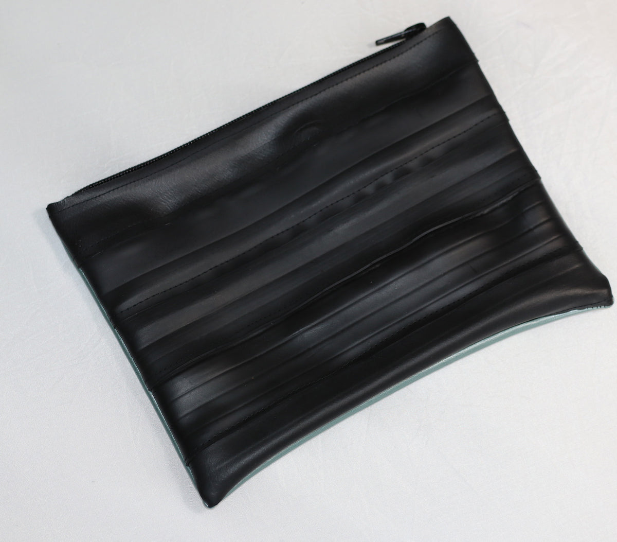 Trousse bi-matière en chambre à air de vélo et skaï marron