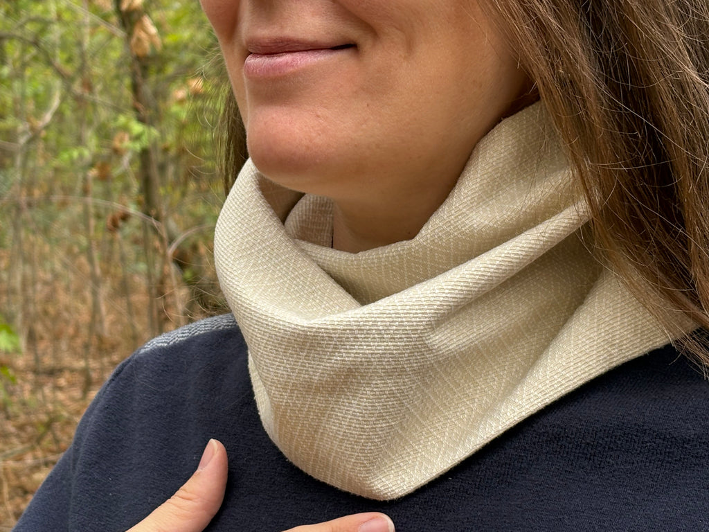Snood - tour de cou en coton beige - coupe-vent
