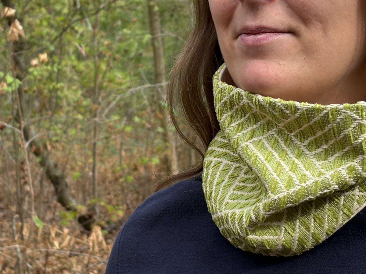 Snood - tour de cou vert clair et beige - chaud
