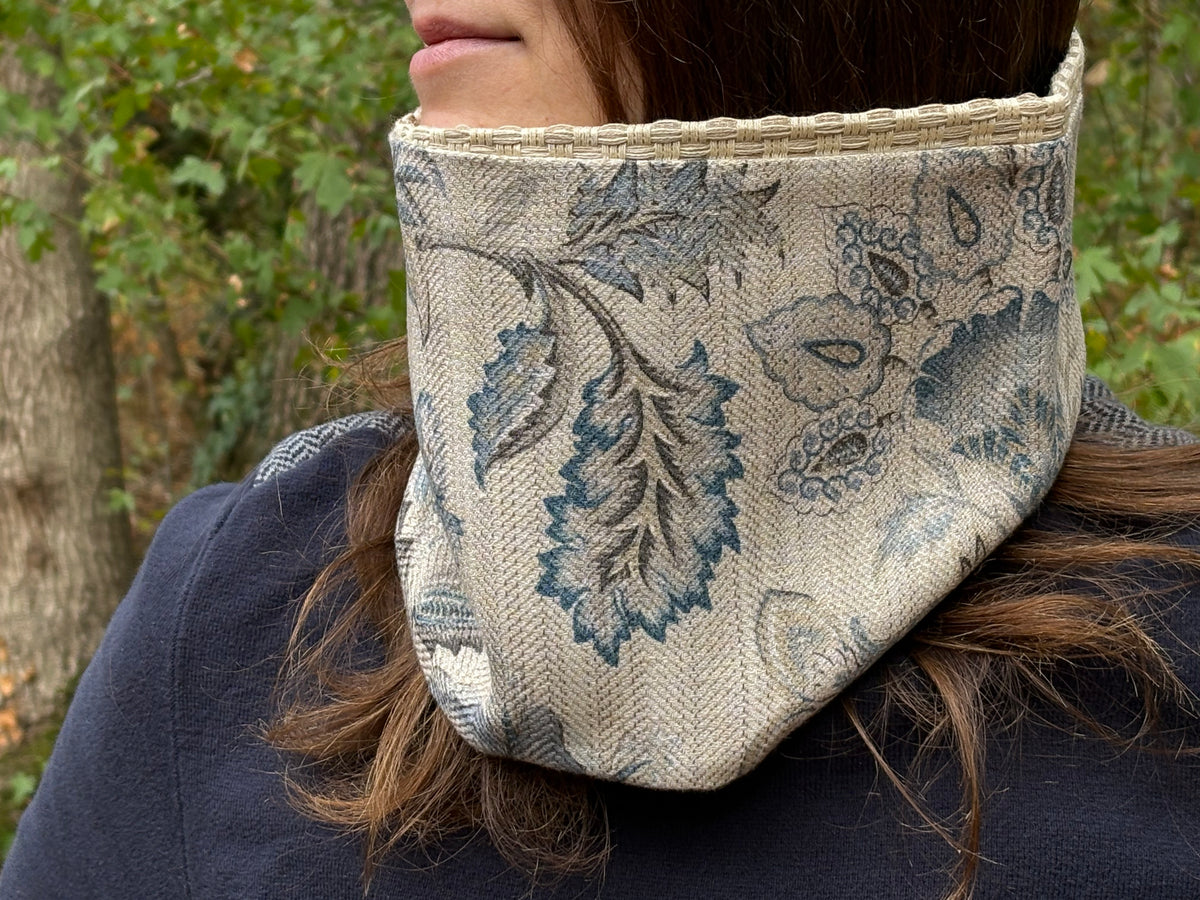 Snood - tour de cou en coton à motifs floraux bleu - coupe-vent