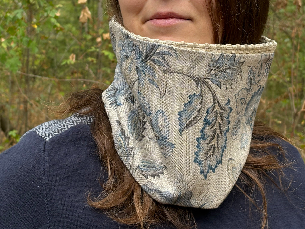 Snood - tour de cou en coton à motifs floraux bleu - coupe-vent