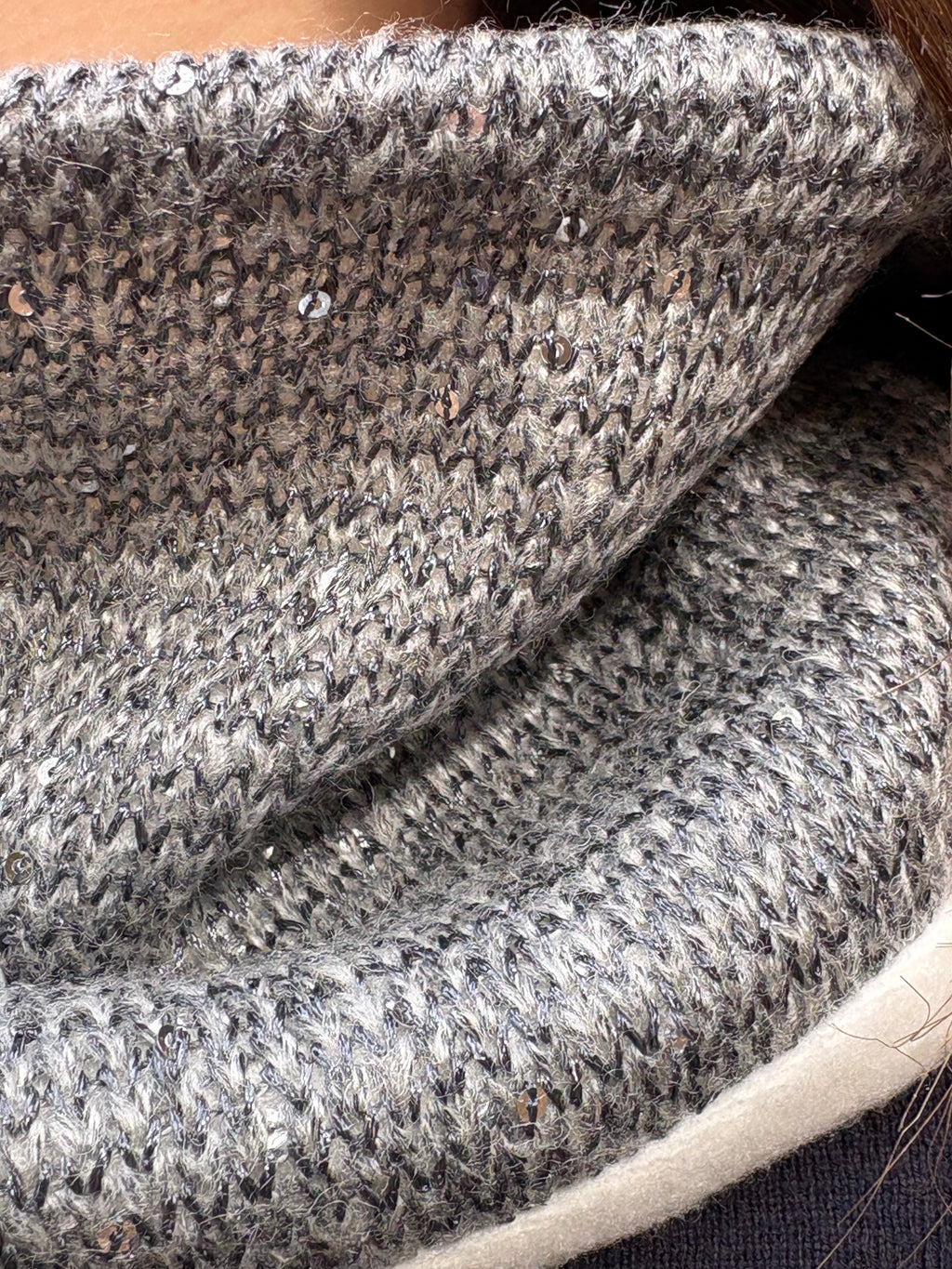 Snood - tour de cou en maille avec sequin argenté - souple