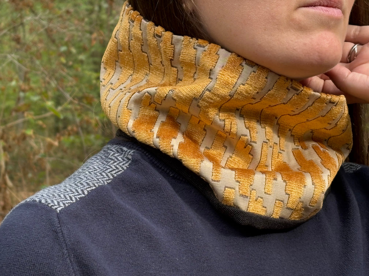 Snood - tour de cou en velours dorés - coupe-vent