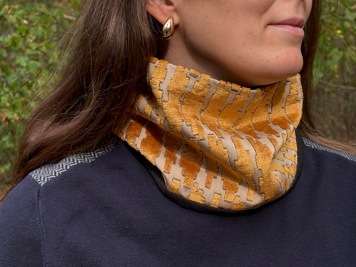 Snood - tour de cou en velours dorés - coupe-vent