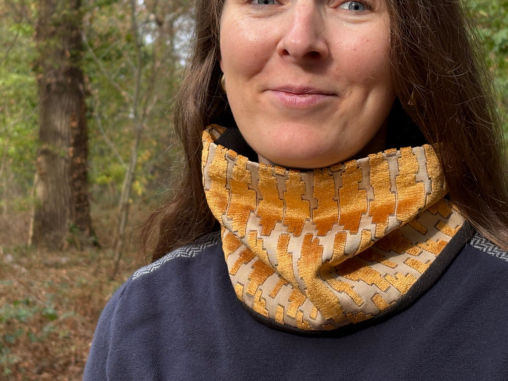 Snood - tour de cou en velours dorés - coupe-vent