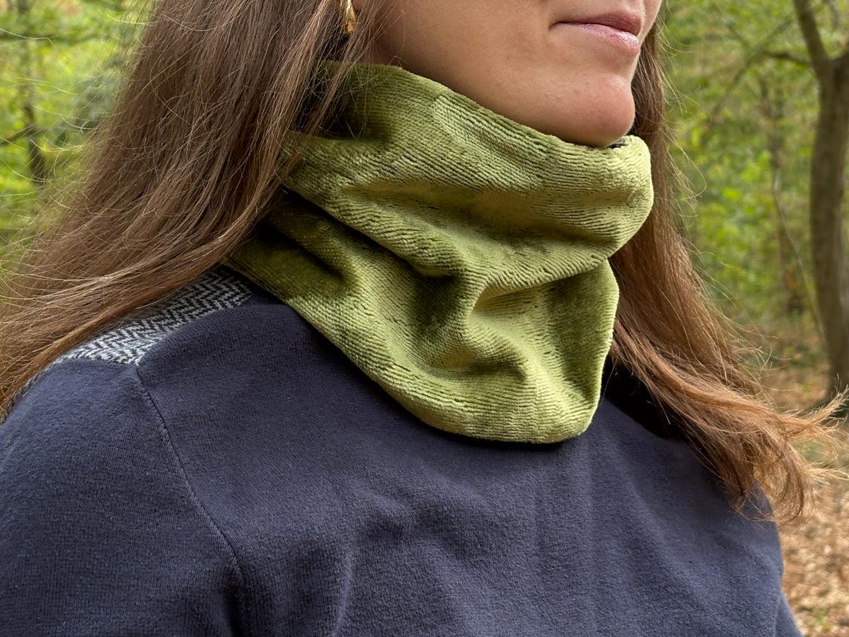 Snood - tour de cou en velours vert olive - chaud