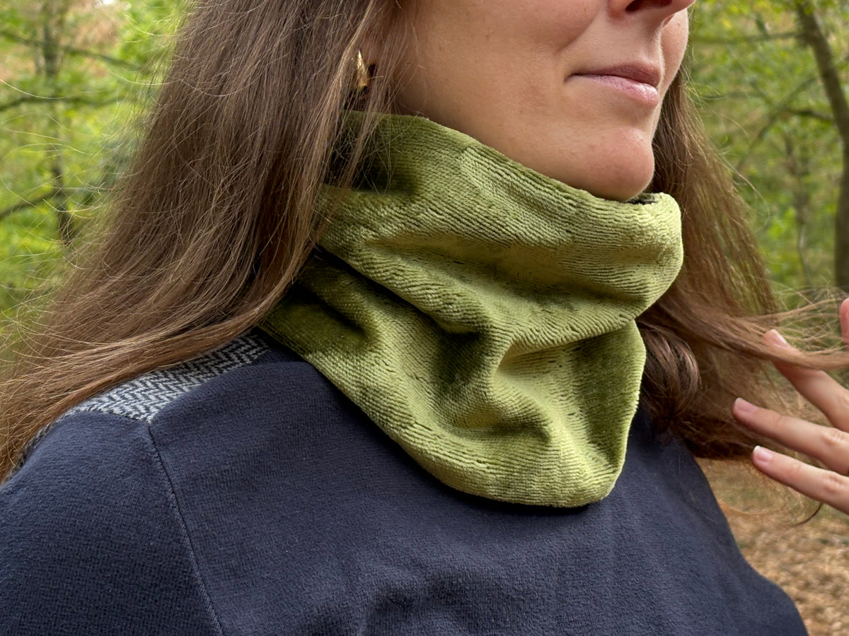 Snood - tour de cou en velours vert olive - chaud