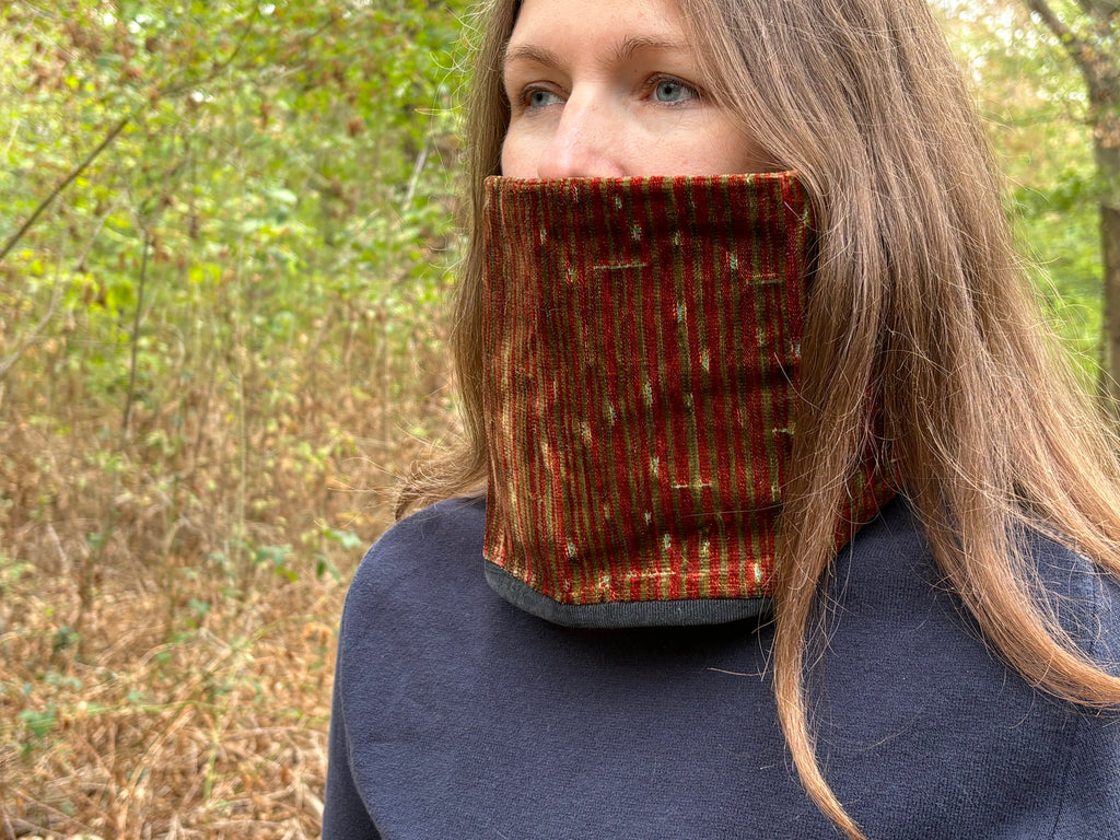 Snood - tour de cou à rayures vertes et rouges - chaud