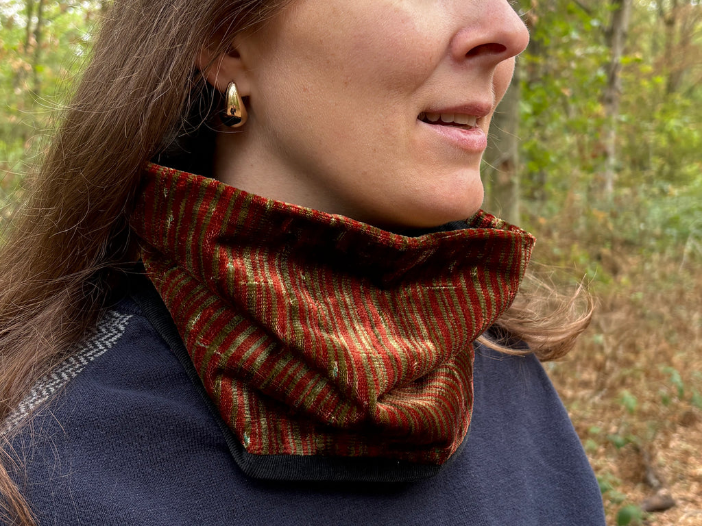 Snood - tour de cou à rayures vertes et rouges - chaud