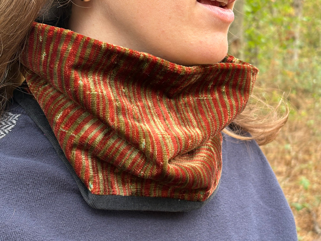 Snood - tour de cou à rayures vertes et rouges - chaud