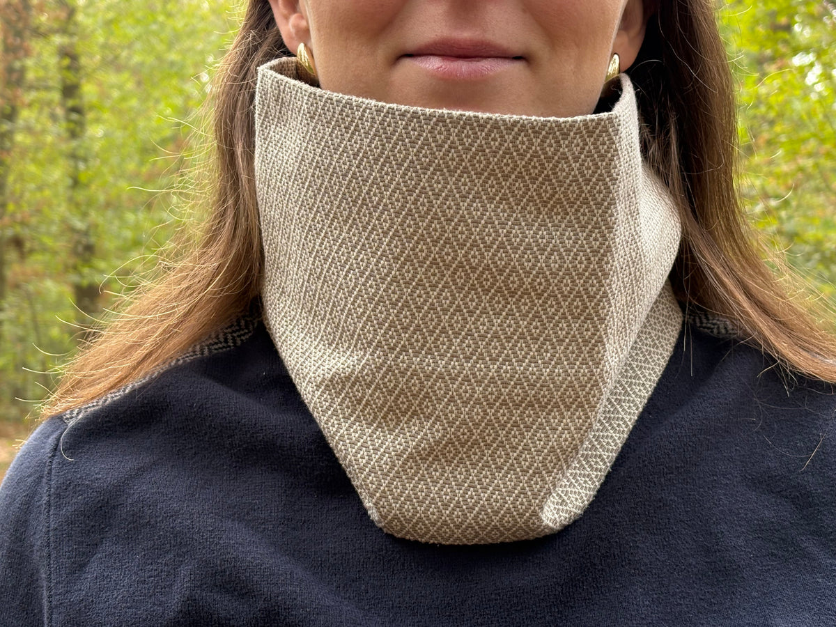 Snood - tour de cou en coton blanc et gris - coupe-vent