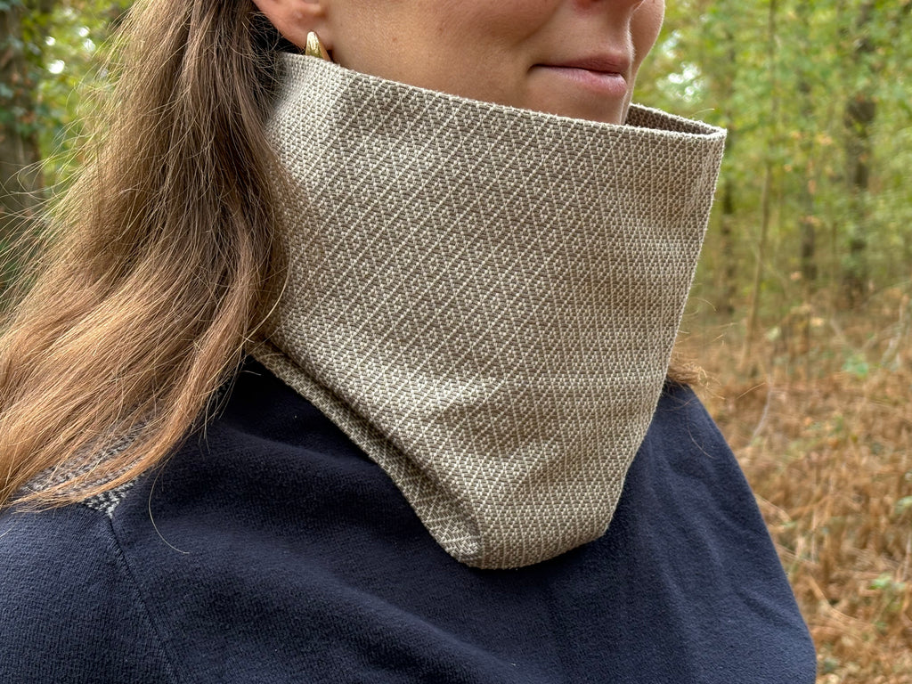 Snood - tour de cou en coton blanc et gris - coupe-vent