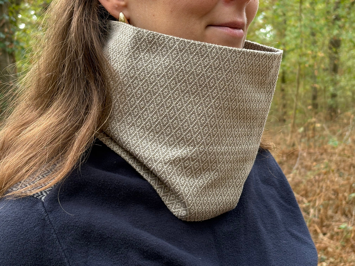Snood - tour de cou en coton blanc et gris - coupe-vent