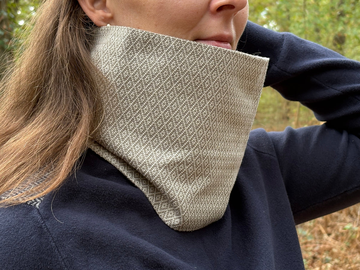Snood - tour de cou en coton blanc et gris - coupe-vent