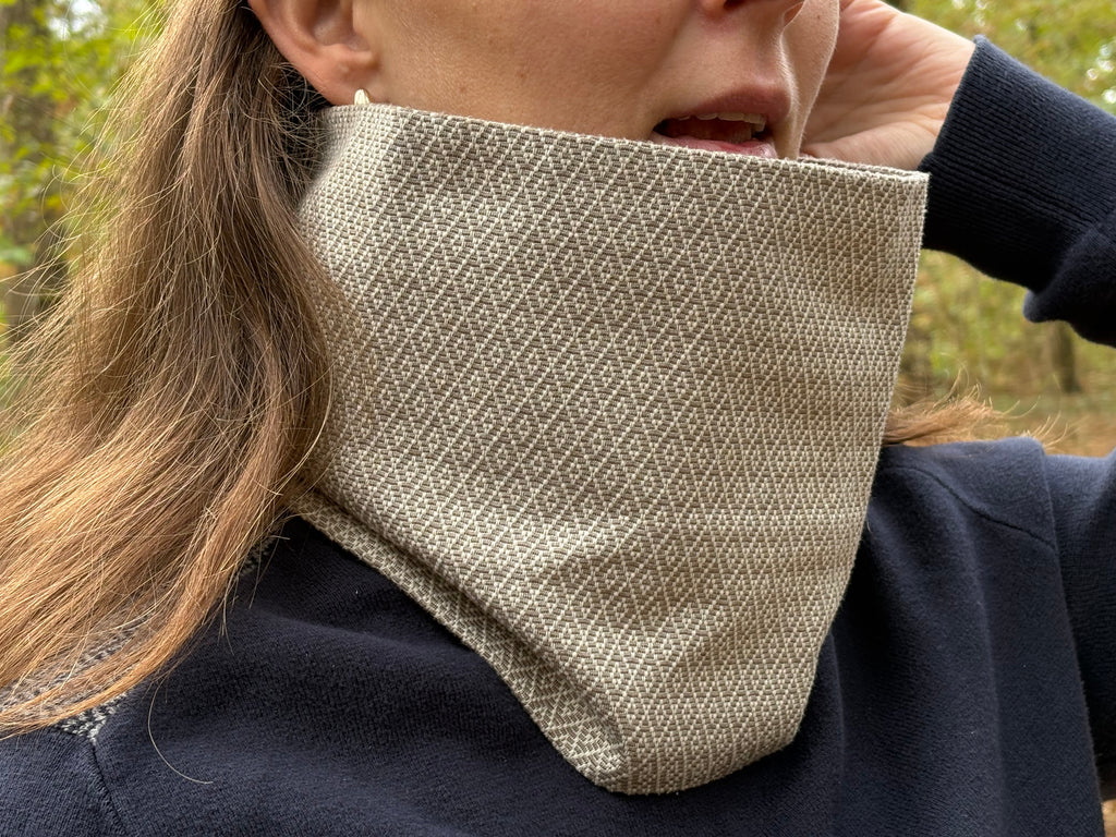 Snood - tour de cou en coton blanc et gris - coupe-vent