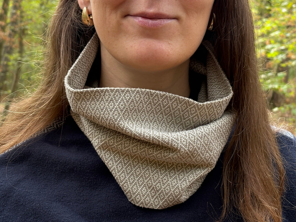 Snood - tour de cou en coton blanc et gris - coupe-vent