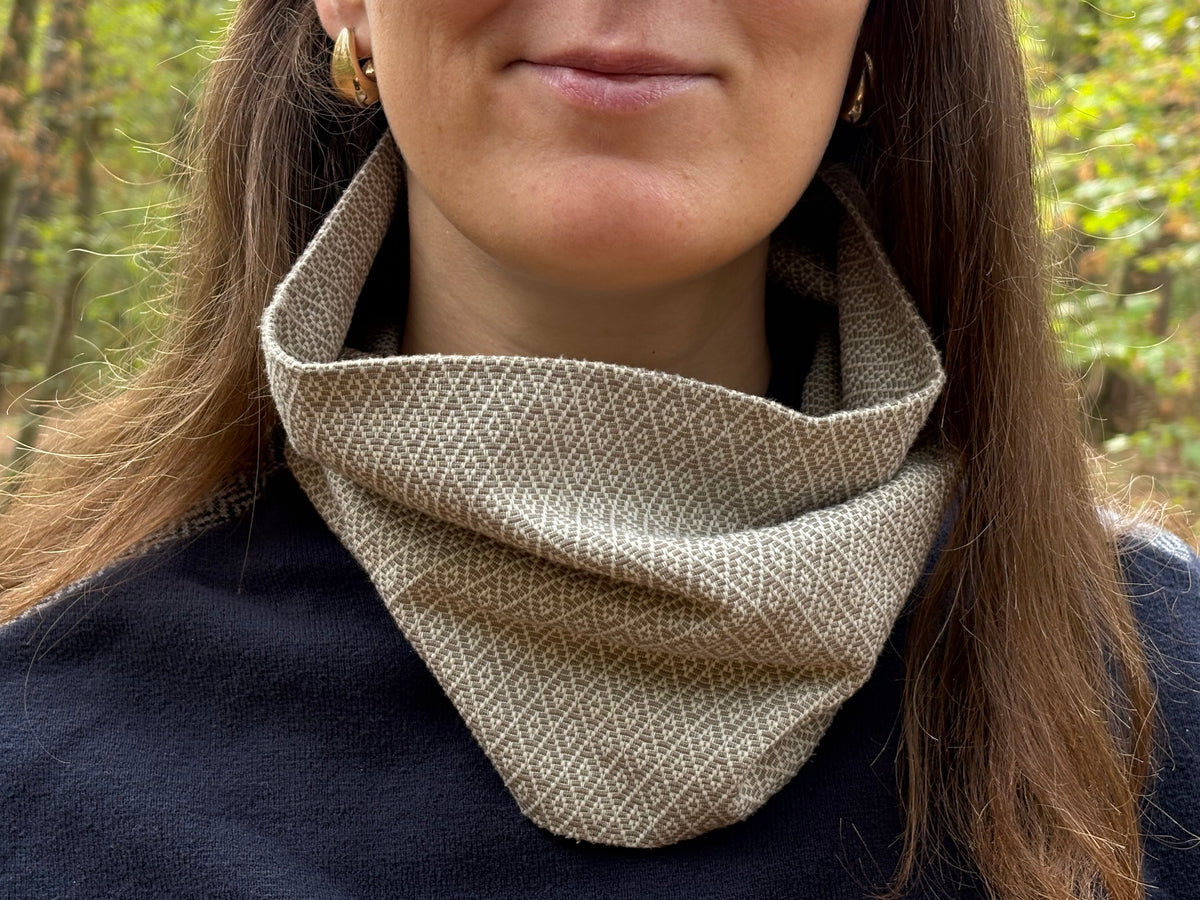 Snood - tour de cou en coton blanc et gris - coupe-vent
