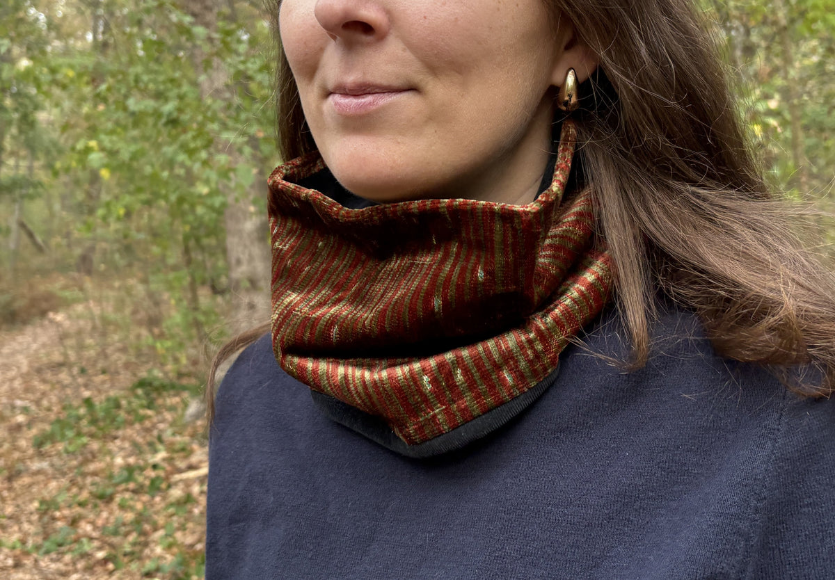 Snood - tour de cou à rayures vertes et rouges - chaud