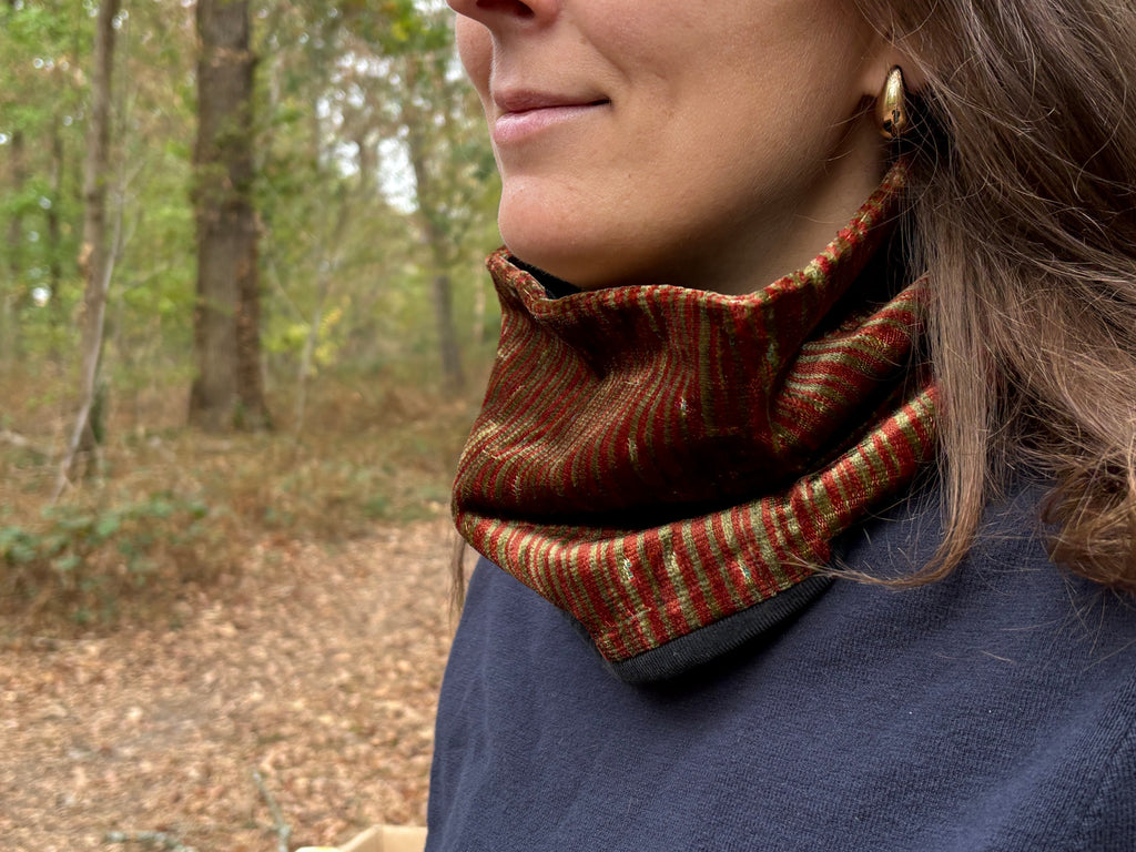 Snood - tour de cou à rayures vertes et rouges - chaud