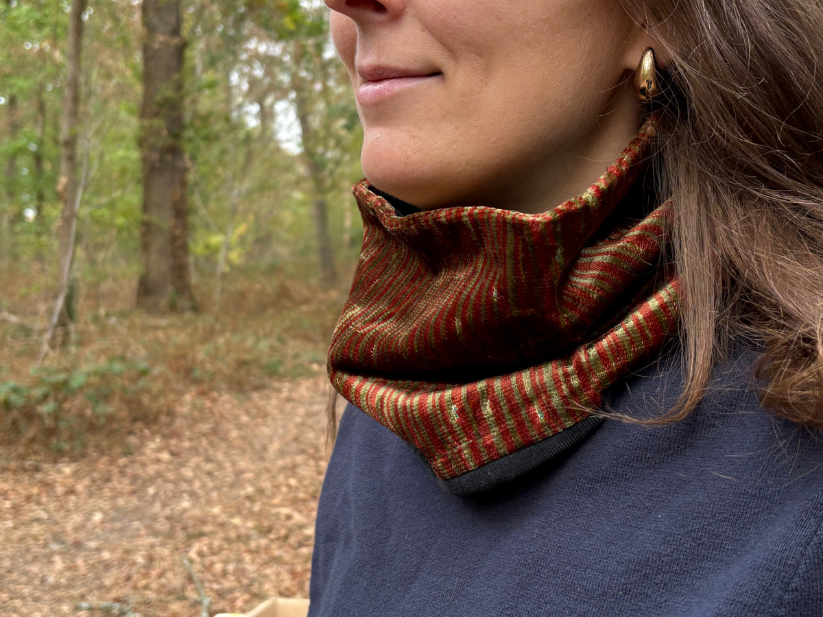 Snood - tour de cou à rayures vertes et rouges - chaud