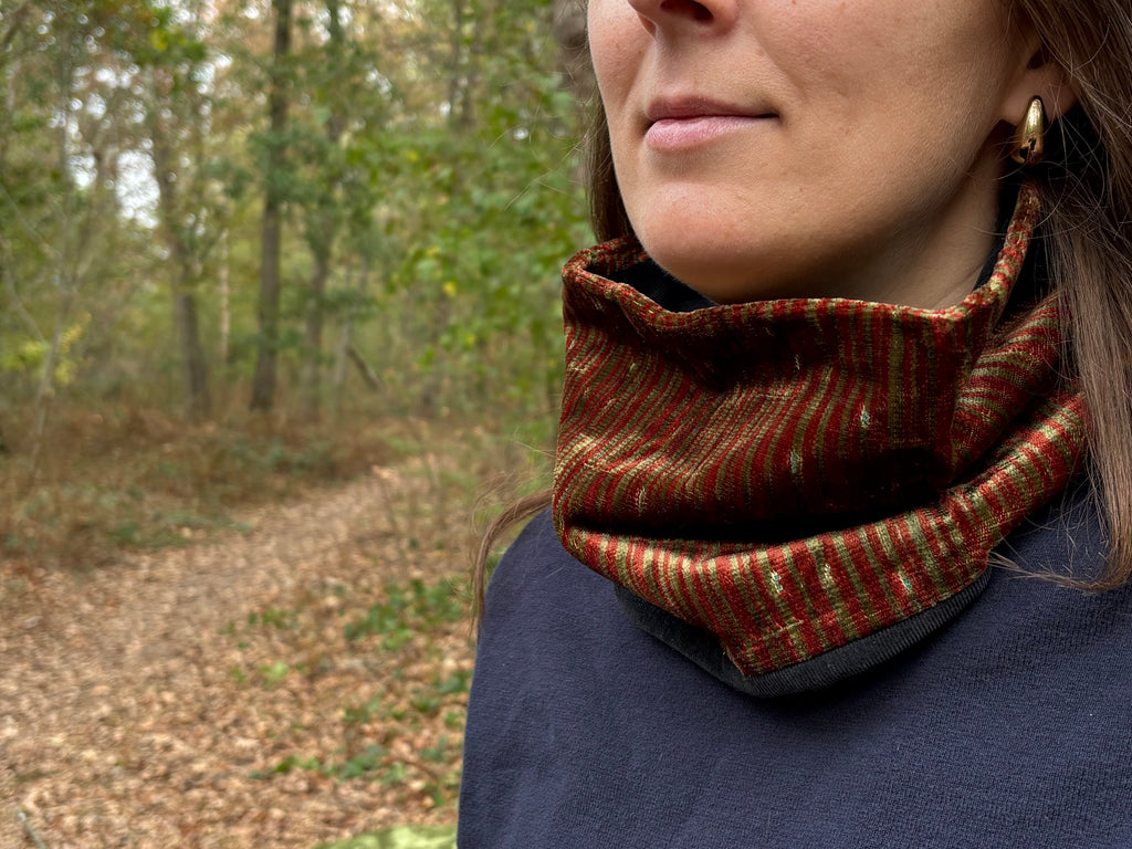 Snood - tour de cou à rayures vertes et rouges - chaud