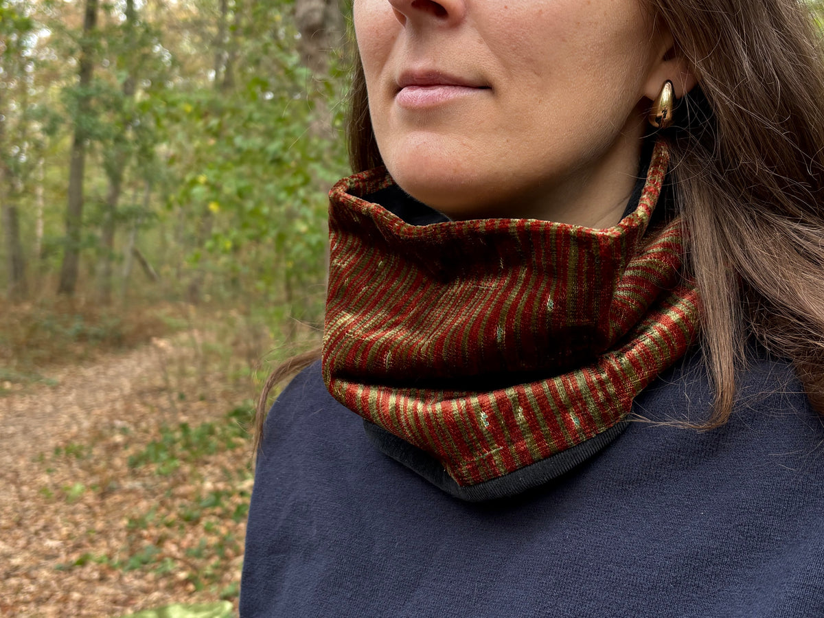 Snood - tour de cou à rayures vertes et rouges - chaud