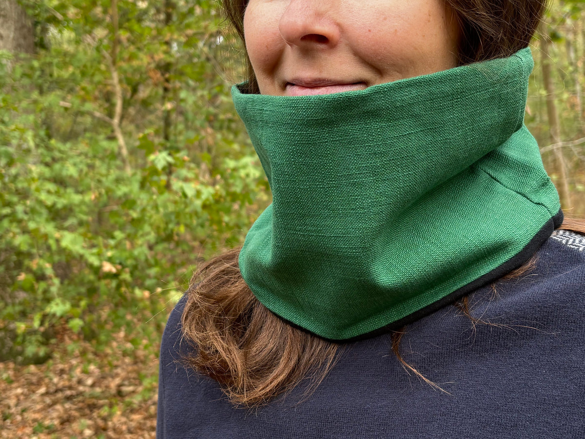 Snood - tour de cou coupe vent en toile de coton vert