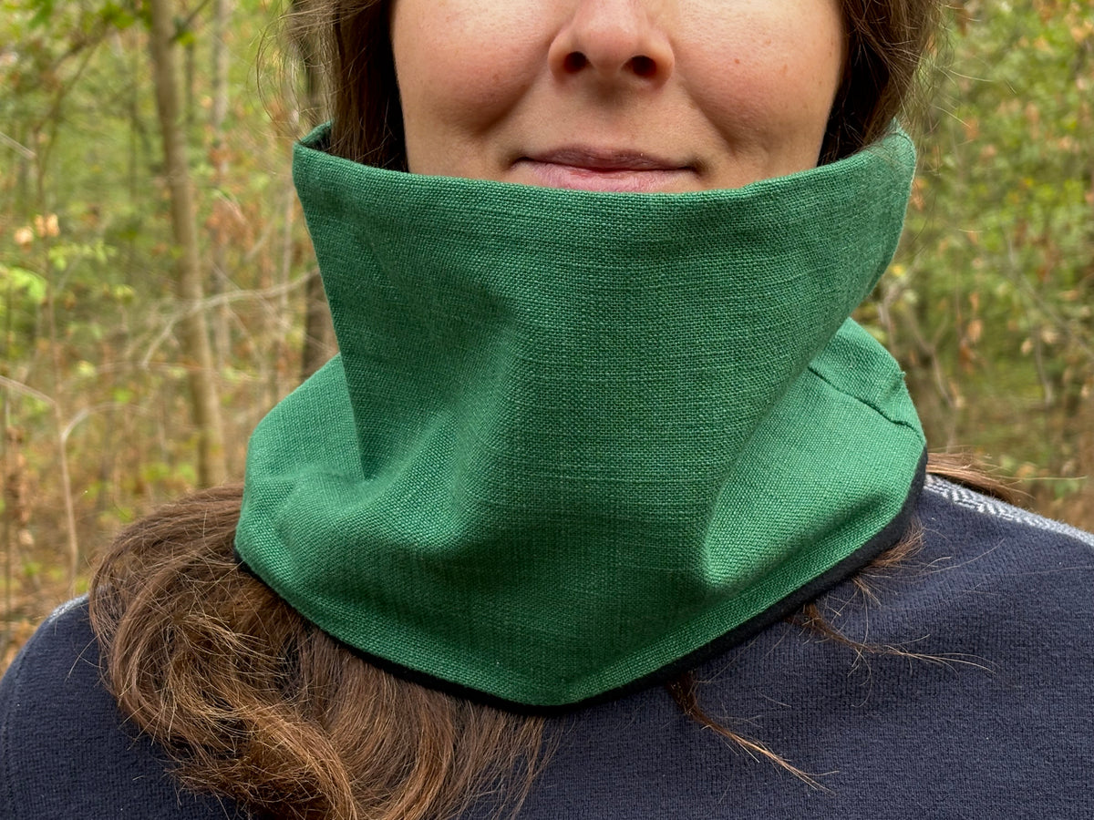 Snood - tour de cou coupe vent en toile de coton vert