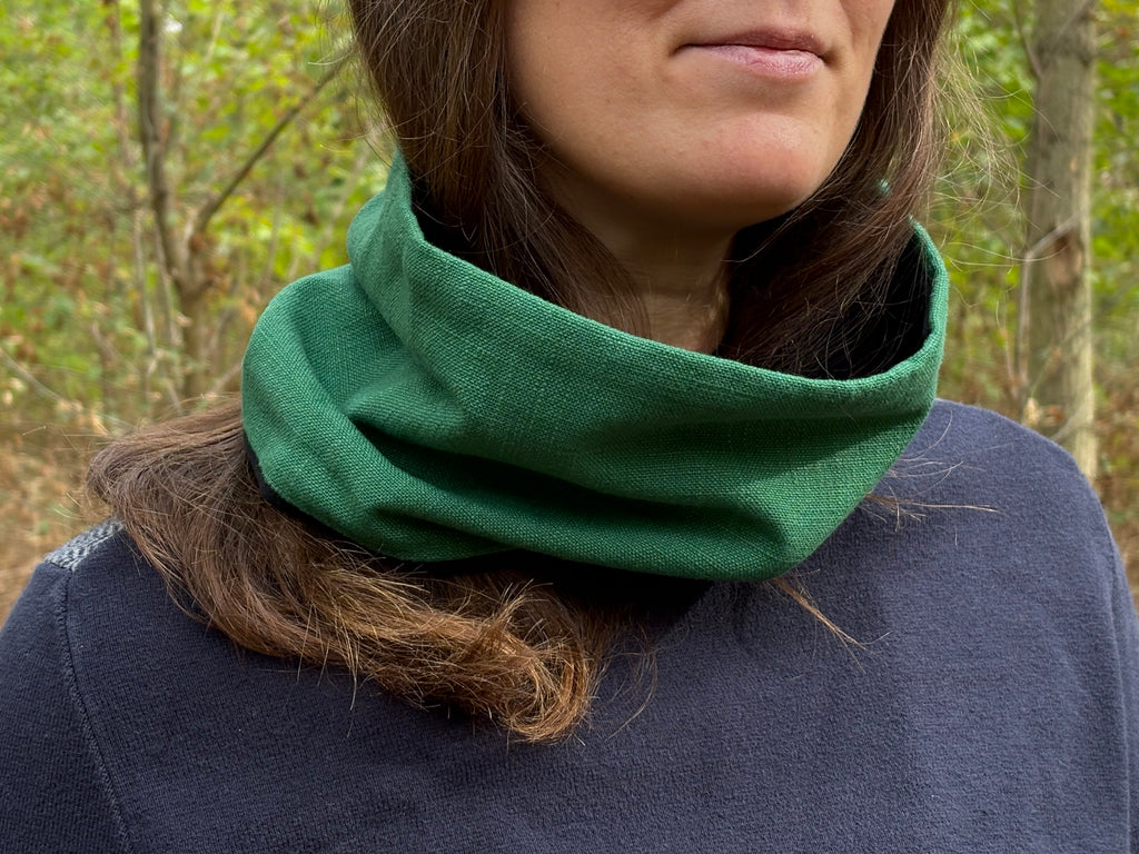 Snood - tour de cou coupe vent en toile de coton vert