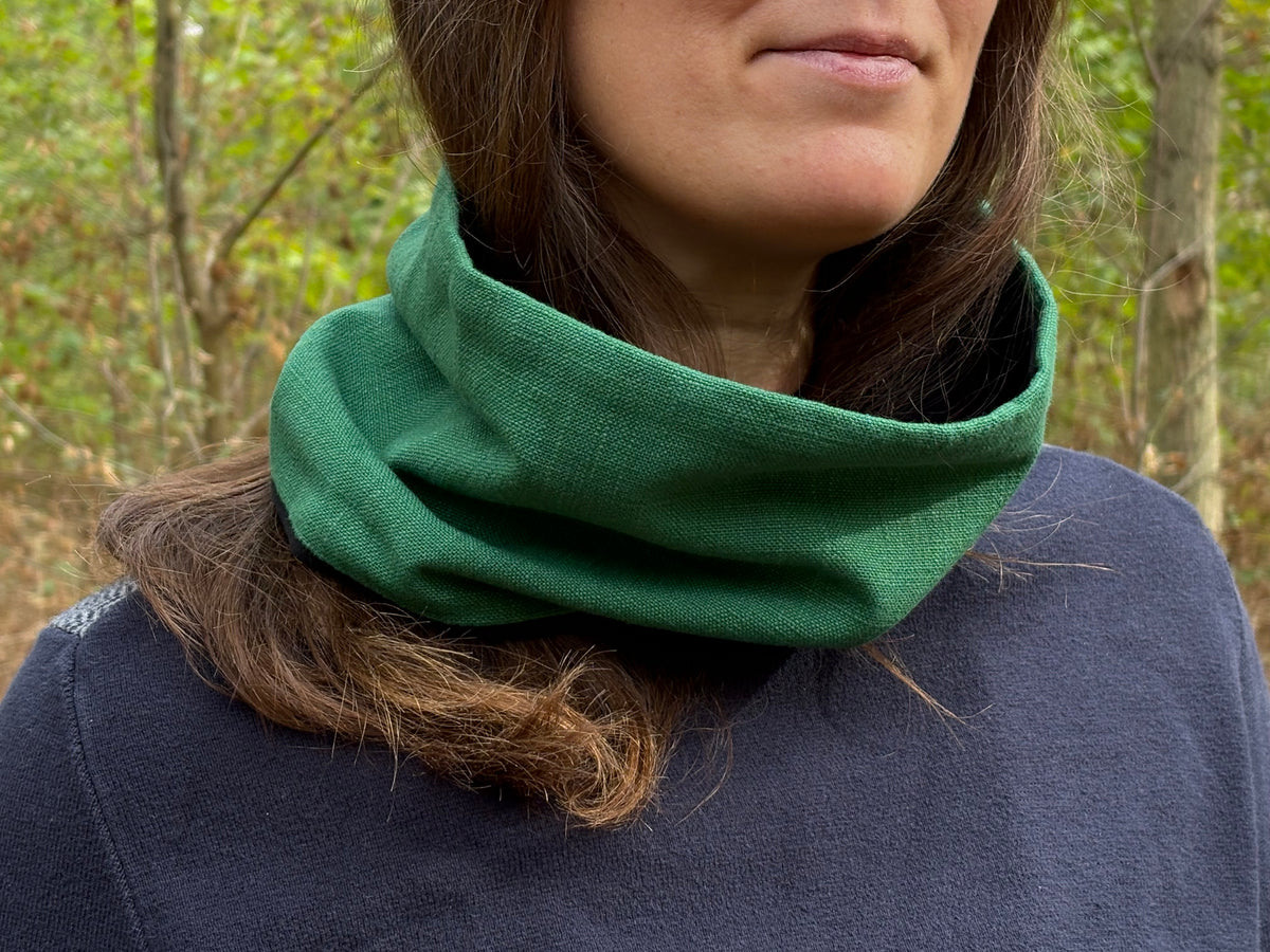 Snood - tour de cou coupe vent en toile de coton vert