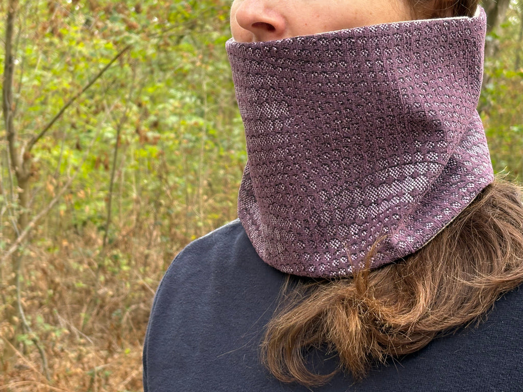 Snood - tour de cou en toile de coton épaisse et serrée violette - chaud