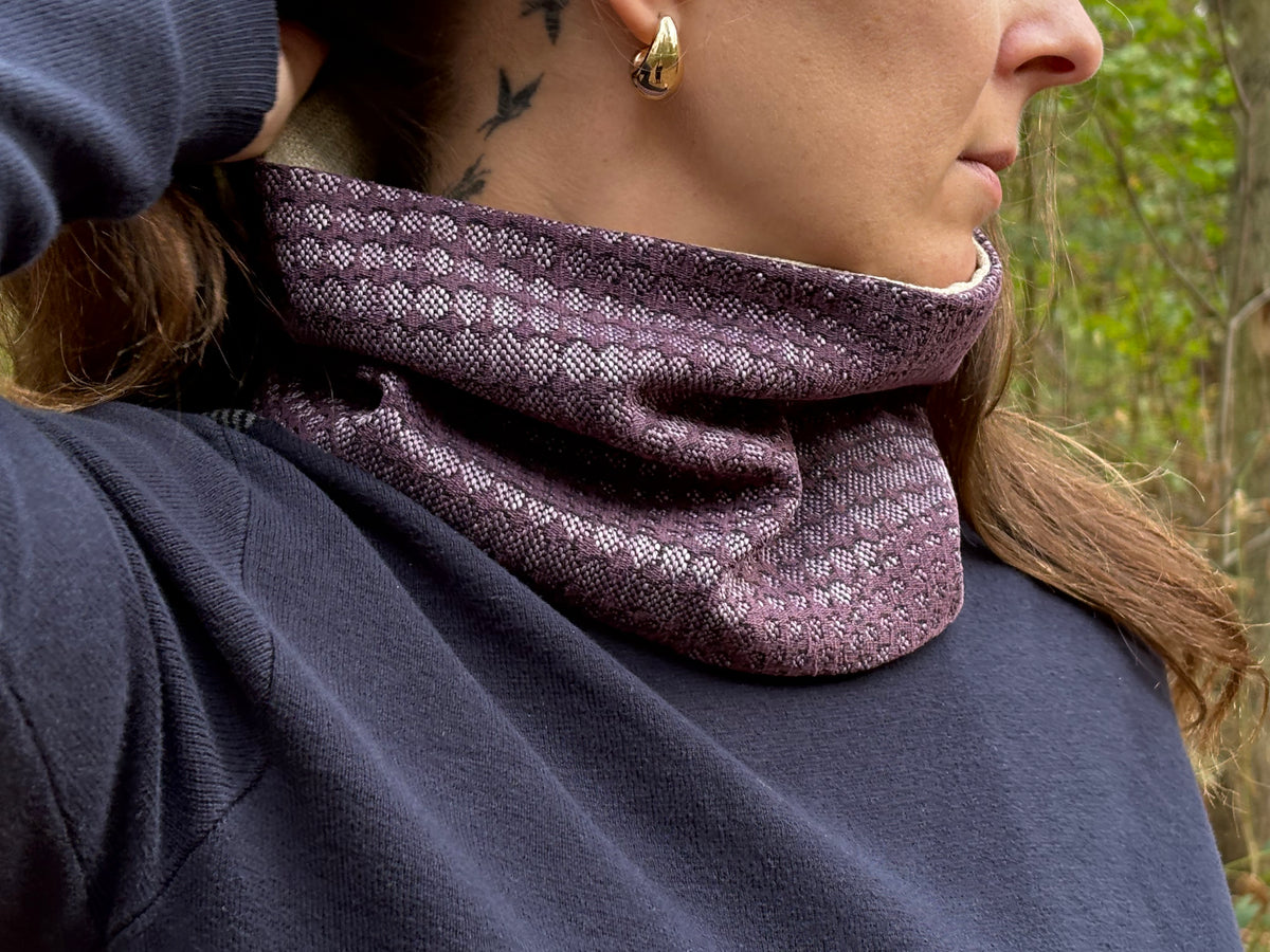 Snood - tour de cou en toile de coton épaisse et serrée violette - chaud