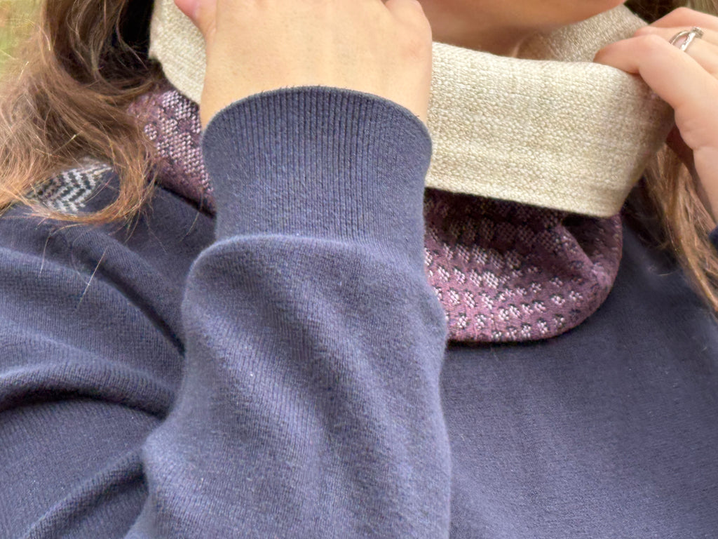 Snood - tour de cou en toile de coton épaisse et serrée violette - chaud