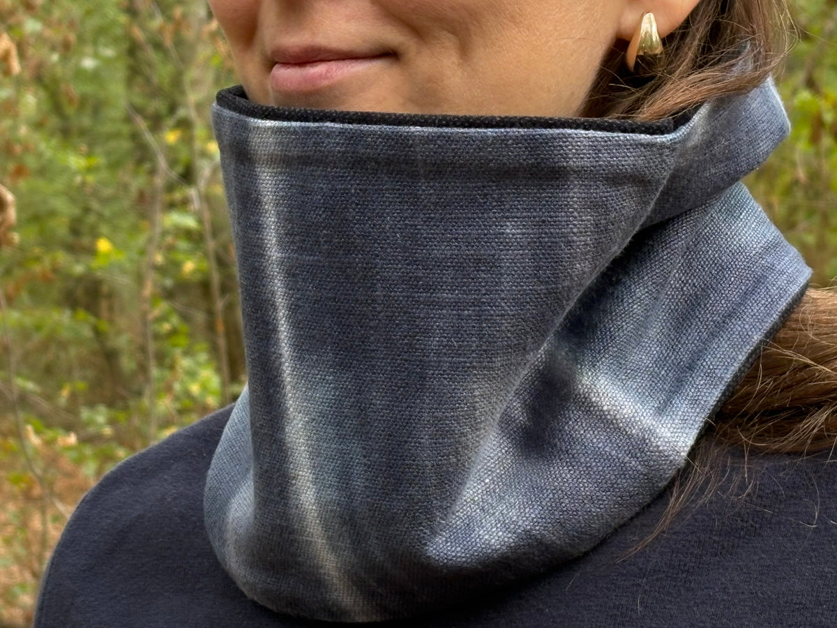 Snood - tour de cou en coton tie and dye bleu - chaud
