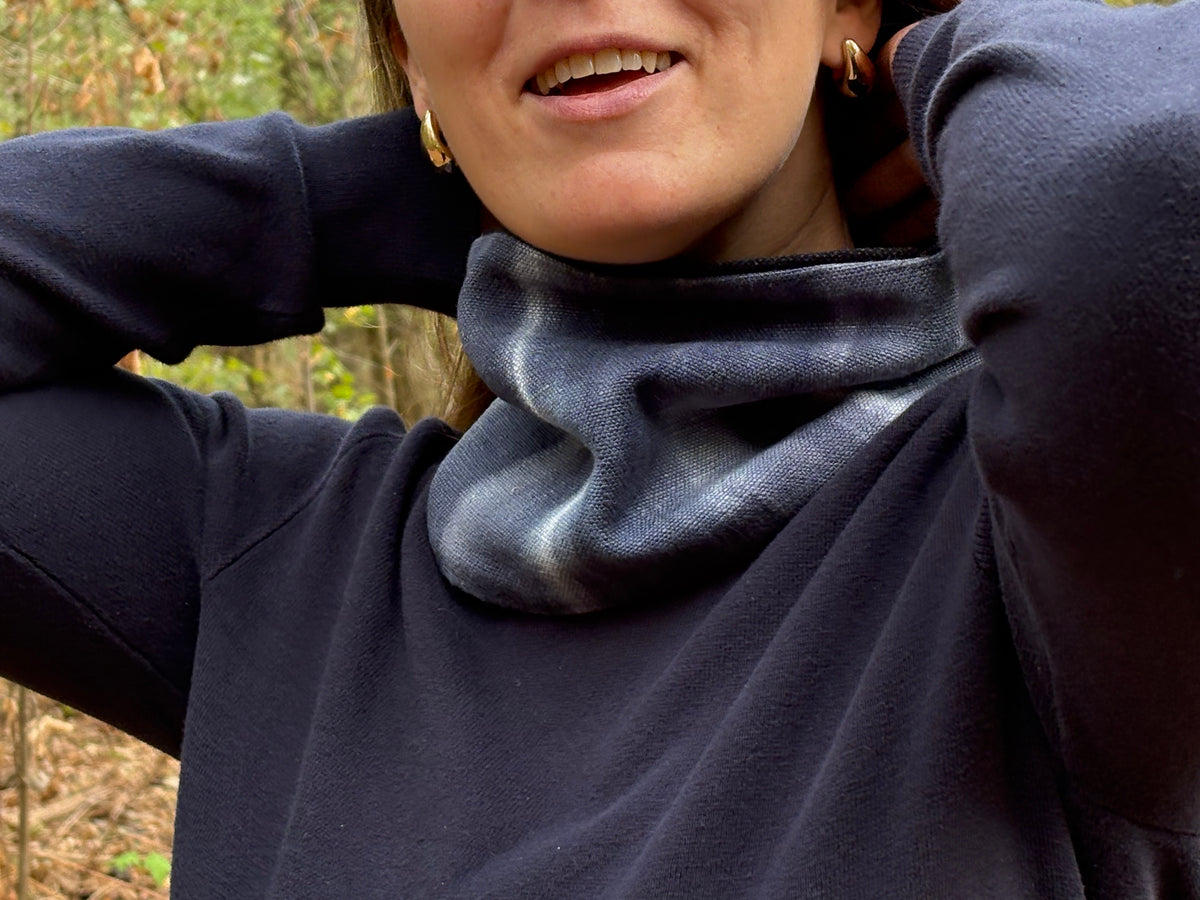 Snood - tour de cou en coton tie and dye bleu - chaud