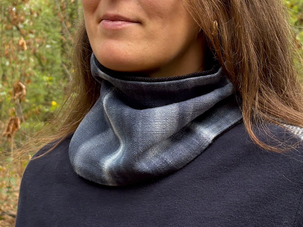 Snood - tour de cou en coton tie and dye bleu - chaud