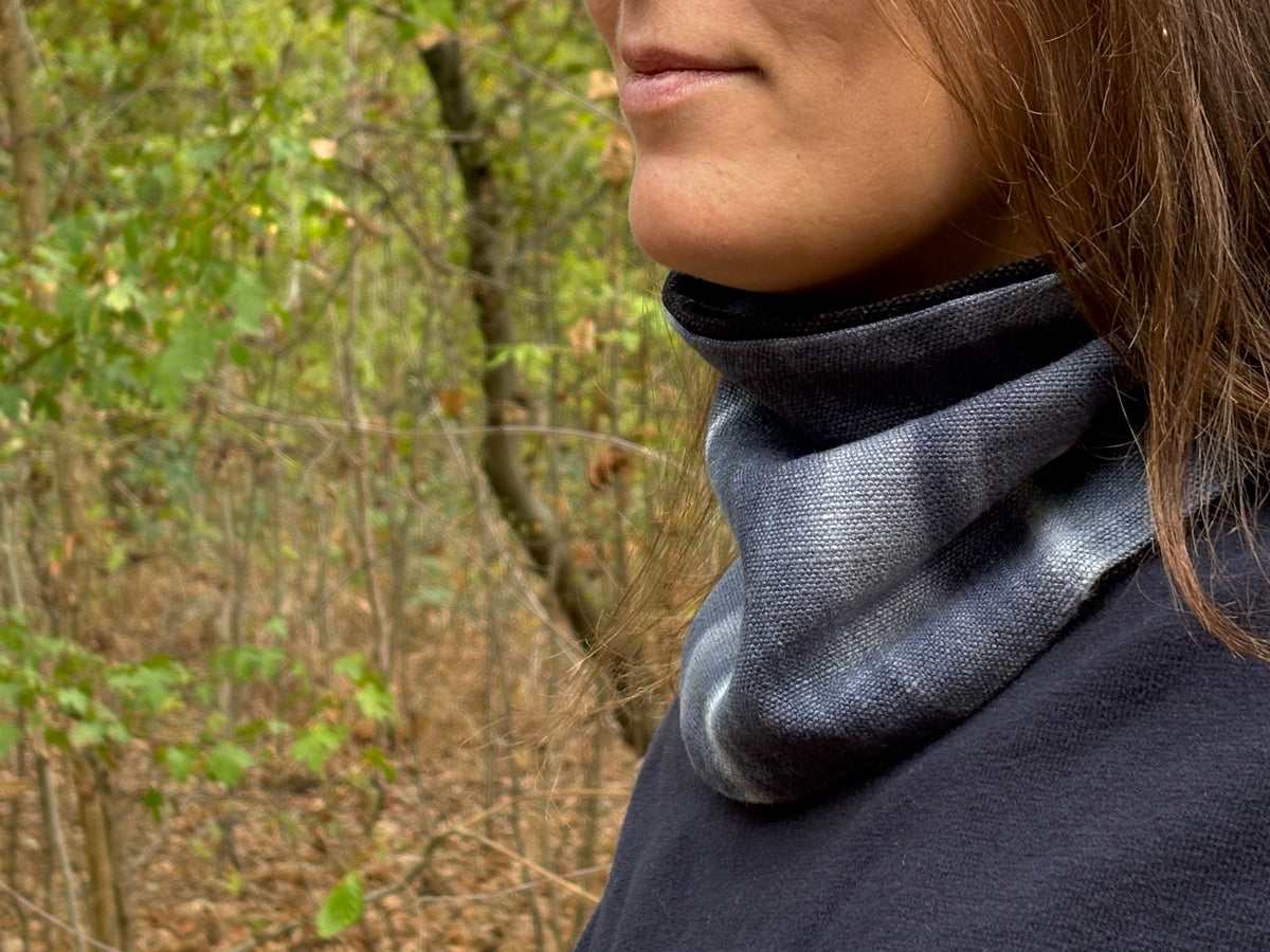 Snood - tour de cou en coton tie and dye bleu - chaud