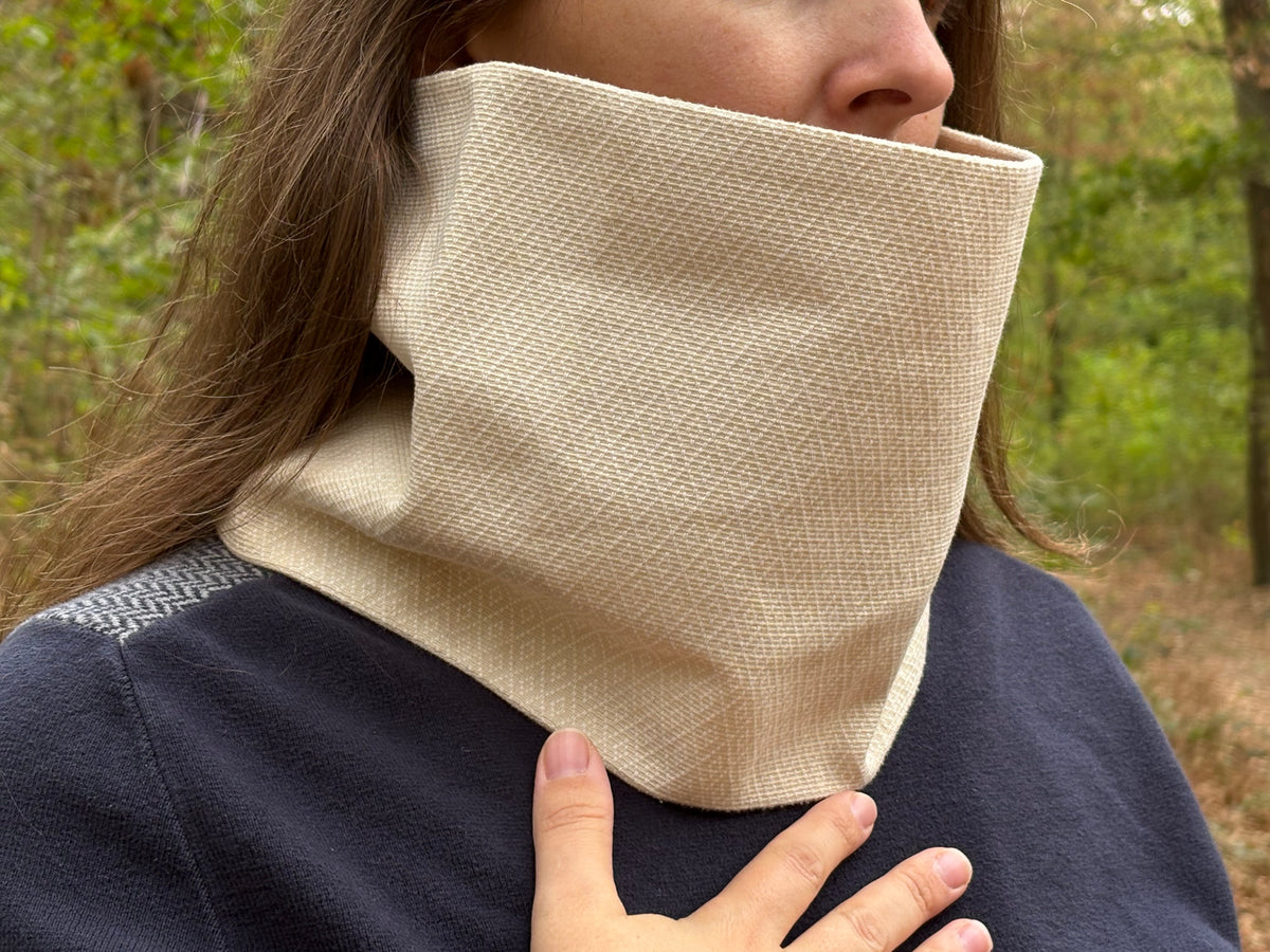 Snood - tour de cou en coton beige - coupe-vent